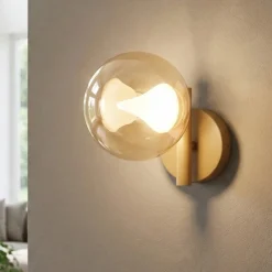 Applique Da Parete-Selezionato da Mazzolaluce Applique da parete oro sfera di vetro cristallo led 6w 3000k