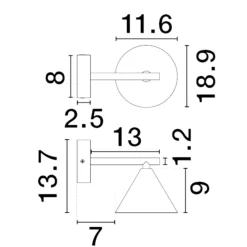 Applique Da Parete-Selezionato da Mazzolaluce Applique da parete per salotto portalampada a cono moderno