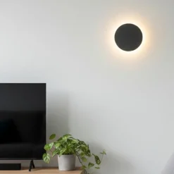 Applique Da Parete-Selezionato da Mazzolaluce Applique da parete tonda moderna nero led 3000k 30cm