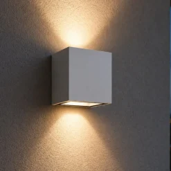 Applique Da Esterno-Top Light Applique da parete spa cubo bianco biemissione luce ip54