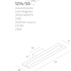 Applique Da Parete-Top Light Applique da parete tera bianco led 24w 3000k 4000k