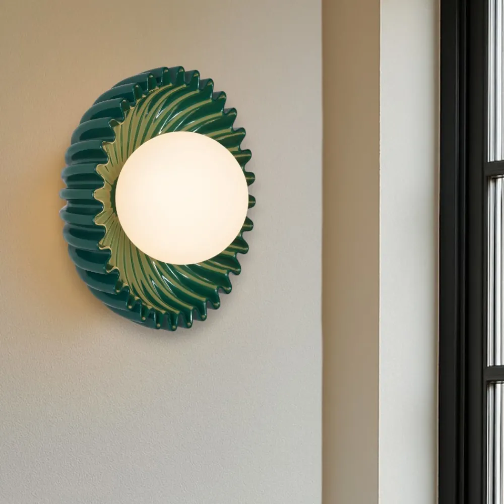 Applique Da Parete-Selezionato da Mazzolaluce Applique da parete verde ceramica sfera vetro