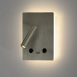 Applique Camera Da Letto-Selezionato da Mazzolaluce Applique da testata camera da letto multifunzione led 3000k usb nickel