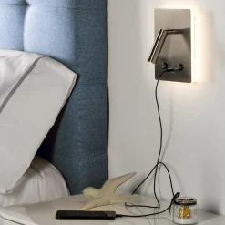 Applique Camera Da Letto-Selezionato da Mazzolaluce Applique da testata camera da letto multifunzione led 3000k usb nickel