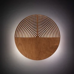 Applique Da Parete-Selezionato da Mazzolaluce Applique design moderna tondo in legno quercia marrone luce a parete