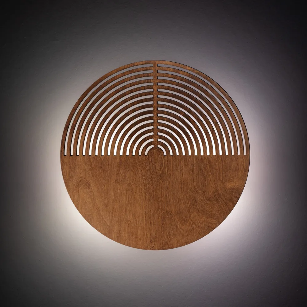 Applique Da Parete-Selezionato da Mazzolaluce Applique design moderna tondo in legno quercia marrone luce a parete