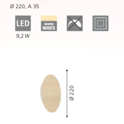 Applique Da Parete-Gea Luce Applique design moderno 9w 3000k di legno tondo eglo fp