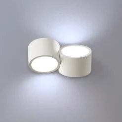 Applique Da Parete-Sforzin Illuminazione Applique di gesso bianco due luci rotonde sforzin nasso