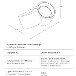 Applique Da Parete-Sforzin Illuminazione Applique di gesso bianco due luci rotonde sforzin nasso