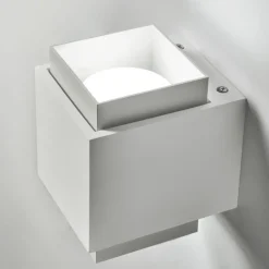 Applique Da Parete-Sforzin Illuminazione Applique di gesso bianco per interni squadrato syme sforzin