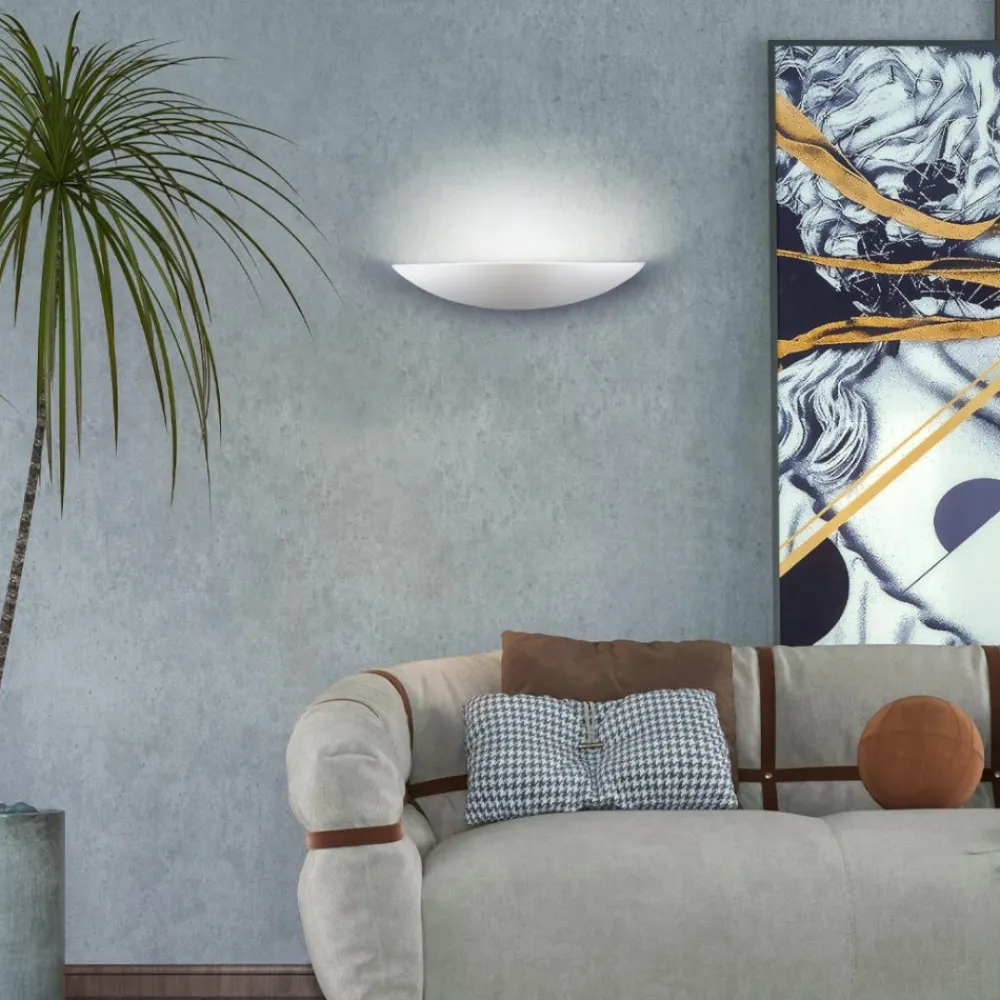 Applique Da Parete-Selezionato da Mazzolaluce Applique di gesso ceramica mezzaluna bianca