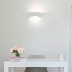 Applique Da Parete-Selezionato da Mazzolaluce Applique di gesso ceramico bianco pitturabile diffusore in vetro