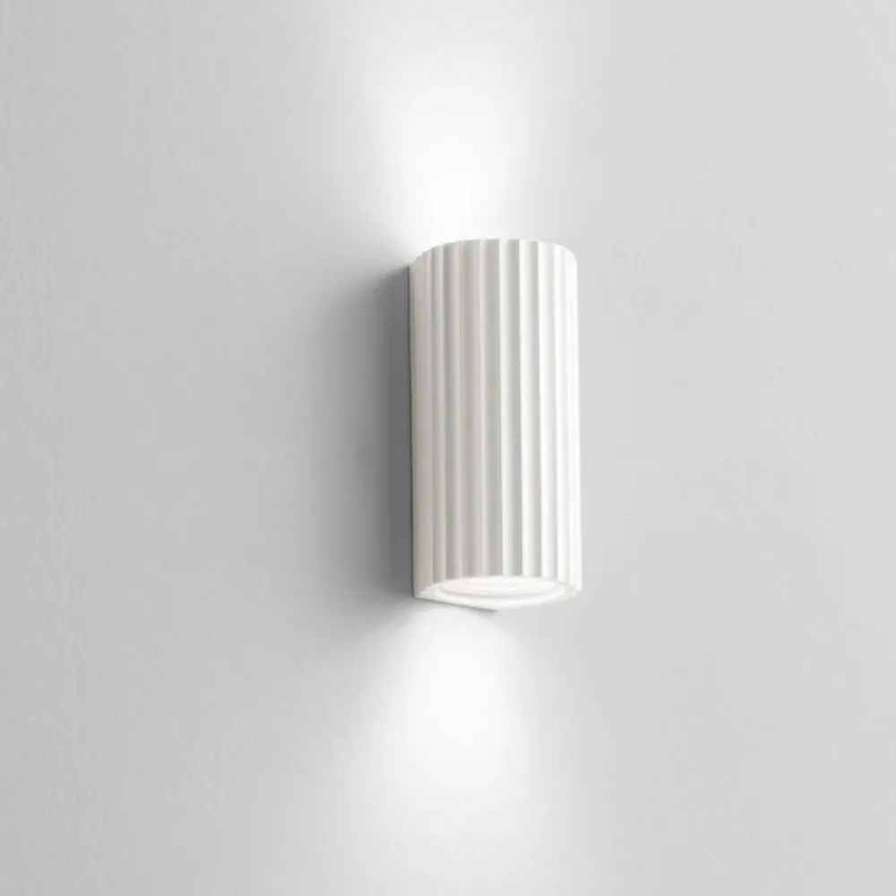 Applique Da Parete-IsyLuce Applique di gesso cilindro bianco rigato gypsos