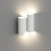 Applique Da Parete-Selezionato da Mazzolaluce Applique di gesso doppio cilindro bianco luce biemissione