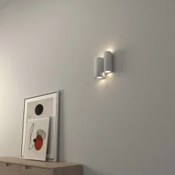Applique Da Parete-Selezionato da Mazzolaluce Applique di gesso doppio cilindro bianco luce biemissione