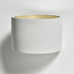 Applique Da Parete-Sforzin Illuminazione Applique di gesso rotonda bianco oro nasso sforzin