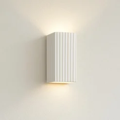 Applique Da Parete-IsyLuce Applique di gesso squadrato bianco rigato gypsos