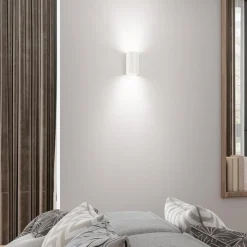 Applique Da Parete-IsyLuce Applique di gesso squadrato bianco rigato gypsos