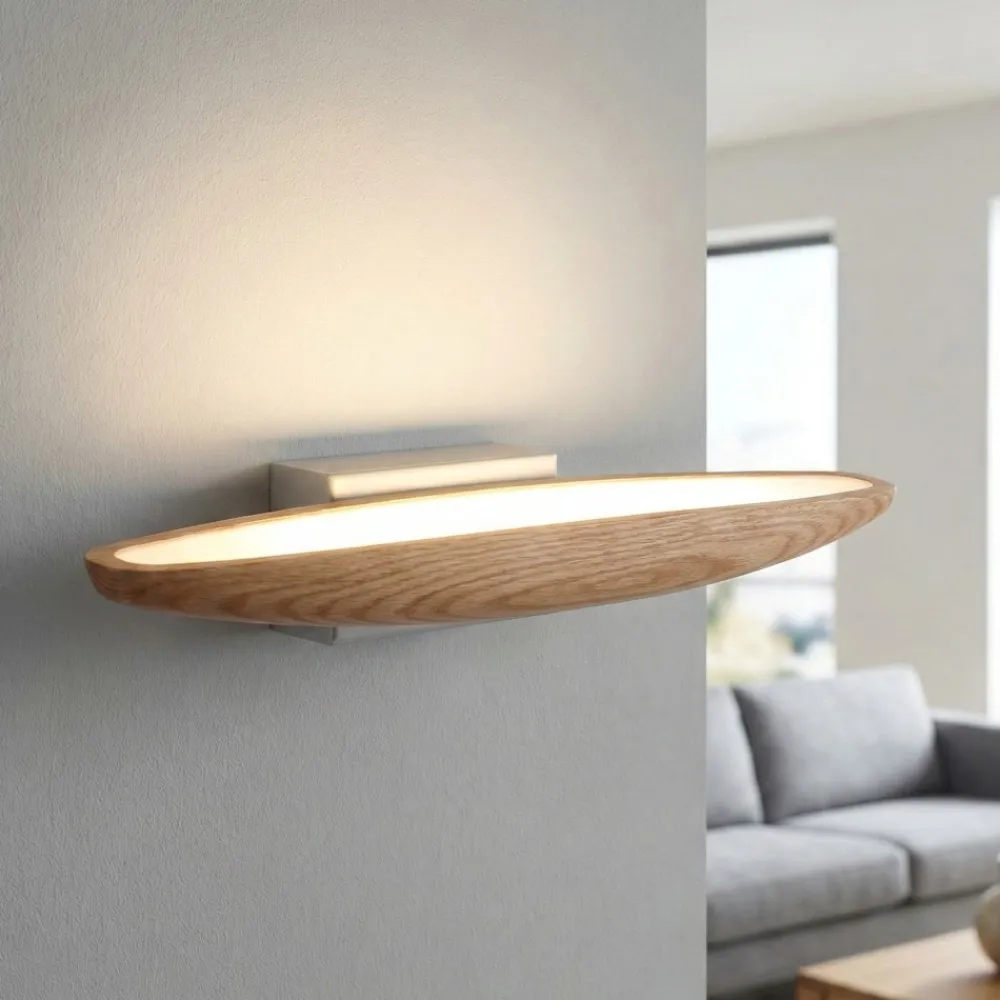 Applique Da Parete-Fabas Luce Applique di legno quercia moderna led 17w 3000k ribot
