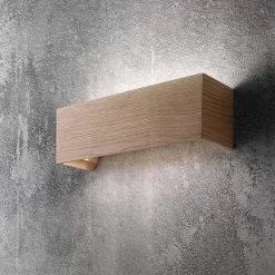Applique Da Parete-Fabas Luce Applique di legno quercia rettangolare badia led 16w 3000k