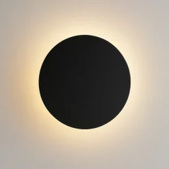 Applique Da Parete-Selezionato da Mazzolaluce Applique disco cerchio nero da parete moderna 20cm