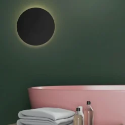 Applique Da Parete-Selezionato da Mazzolaluce Applique disco cerchio nero da parete moderna 20cm