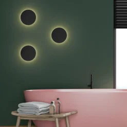 Applique Da Parete-Selezionato da Mazzolaluce Applique disco cerchio nero da parete moderna 20cm