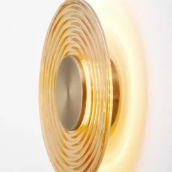 Applique Da Parete-Selezionato da Mazzolaluce Applique disco da parete circolare oro vetro ambra
