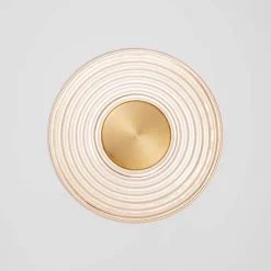 Applique Da Parete-Selezionato da Mazzolaluce Applique disco da parete circolare oro vetro ambra