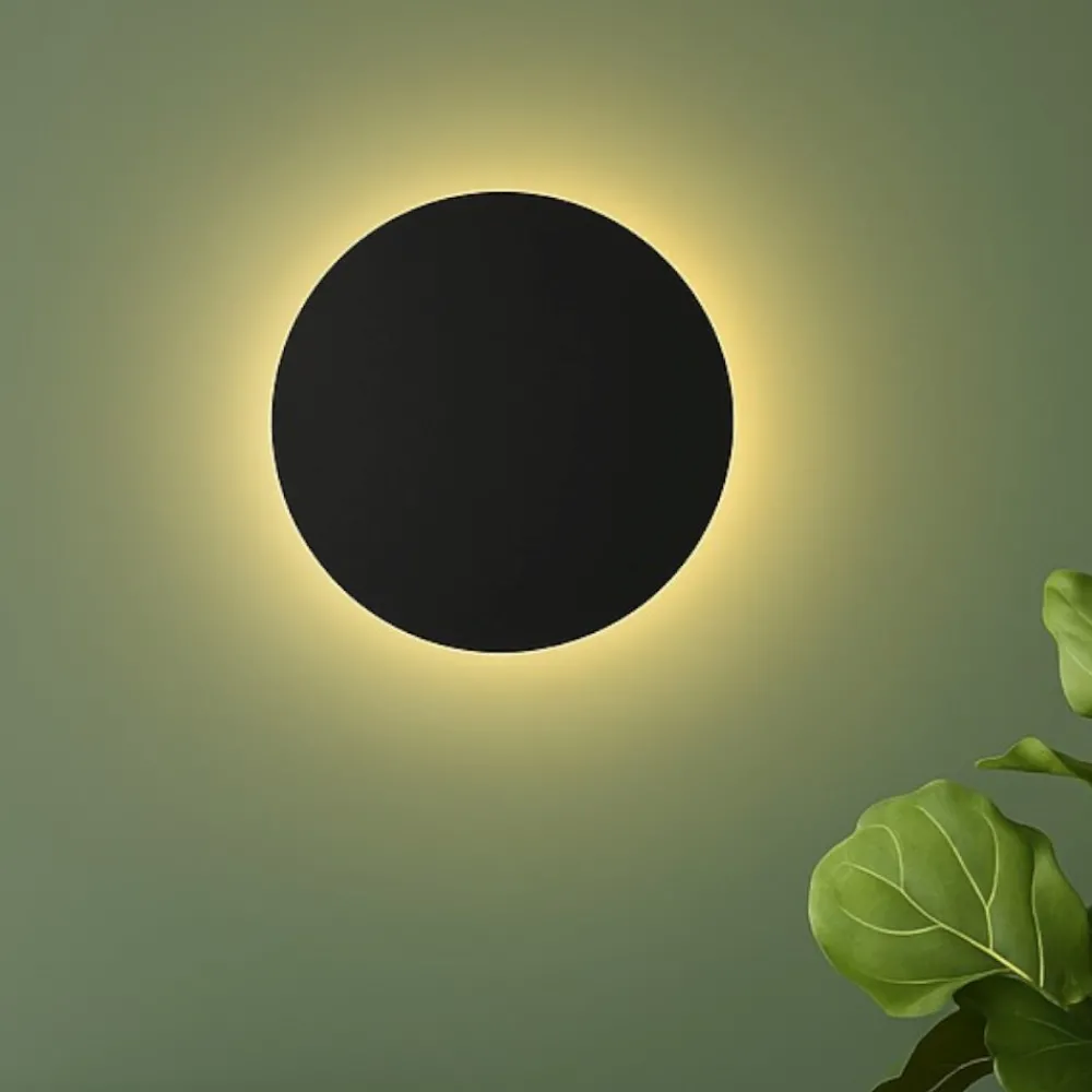 Applique Da Parete-Selezionato da Mazzolaluce Applique disco nero cerchio 40cm da parete moderna