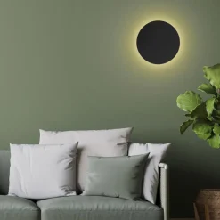 Applique Da Parete-Selezionato da Mazzolaluce Applique disco nero cerchio 40cm da parete moderna