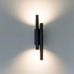 Applique Da Parete-Selezionato da Mazzolaluce Applique doppio cilindro nero rigato led 15w 3000k