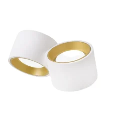 Applique Da Parete-Sforzin Illuminazione Applique due luci in gesso bianco dettagli ottone nasso sforzin