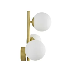 Applique Da Parete-Ideal Lux Applique perlage ap3 ottone moderna 3 sfere vetro bianco