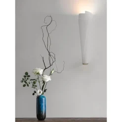 Applique Da Parete-Selezionato da Mazzolaluce Applique in ceramica gesso fiaccola bianca verniciabile per interni