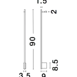 Applique Da Parete-Selezionato da Mazzolaluce Applique incrocio 90cm sporgenza 9cm bacchetta nera led 15w moderna