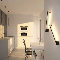 Applique Da Parete-Selezionato da Mazzolaluce Applique incrocio 120cm sporgenza 7cm design nera led 20w 3000k