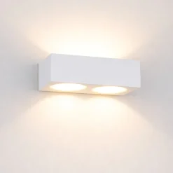 Applique Da Parete-Selezionato da Mazzolaluce Applique in gesso bianco pitturabile rettangolare moderna 4 luci