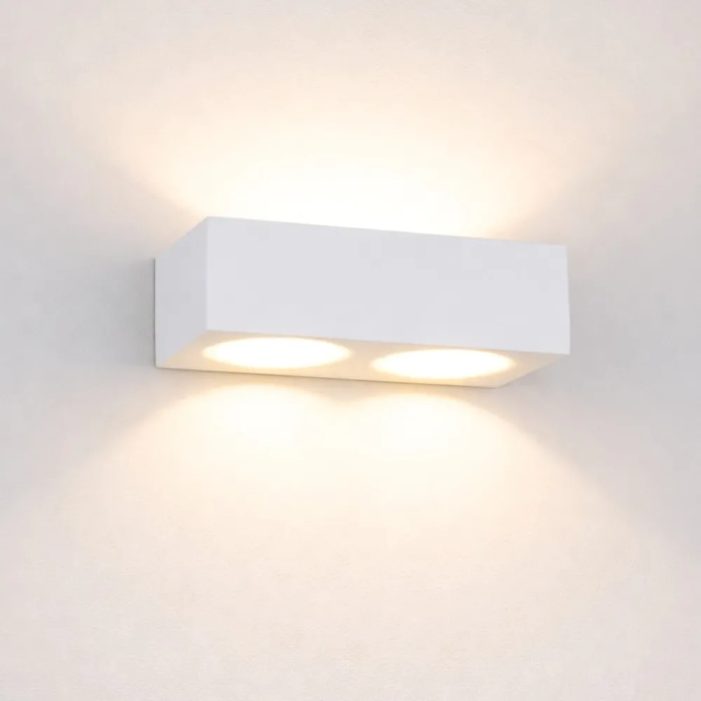 Applique Da Parete-Selezionato da Mazzolaluce Applique in gesso bianco pitturabile rettangolare moderna 4 luci