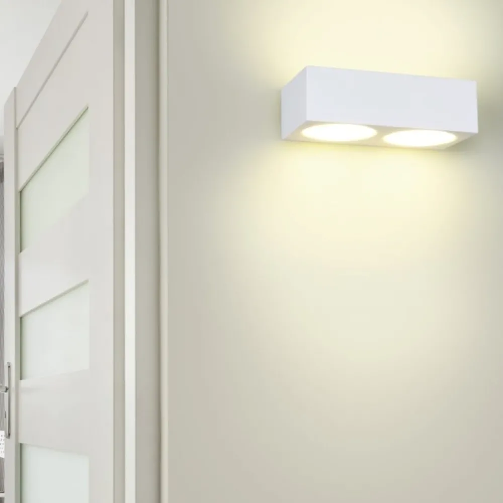 Applique Da Parete-Selezionato da Mazzolaluce Applique in gesso bianco pitturabile rettangolare moderna 4 luci