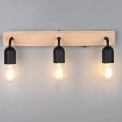 Applique Da Bagno-Selezionato da Mazzolaluce Applique in legno 3 luci nere specchio bagno