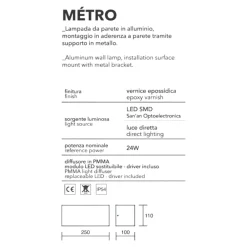 Applique Da Esterno-IsyLuce Applique da esterno corten metro 24w 3000k