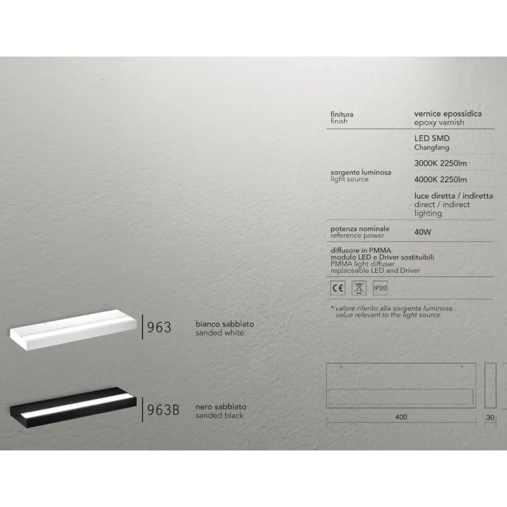 Applique Da Parete-IsyLuce Applique duplex nero moderna led 40w 3000k-4000k