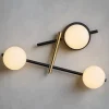 Applique Da Parete-Miloox Applique lampada da parete moderna nero oro kika