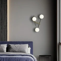 Applique Da Parete-Miloox Applique lampada da parete moderna nero oro kika
