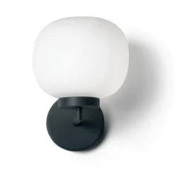Applique Da Parete-Miloox Applique lampada da parete moderna nera vetro bianco bomboi