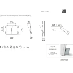 Applique Da Parete-Selezionato da Mazzolaluce Applique lampada vela da incasso parete di gesso led 13w 3000k