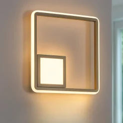 Applique Da Parete-Ondaluce Applique led 3000k ap dowel oro quadrata design moderna
