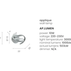 Applique Da Parete-Ondaluce Applique led lumen ap design moderno grigio