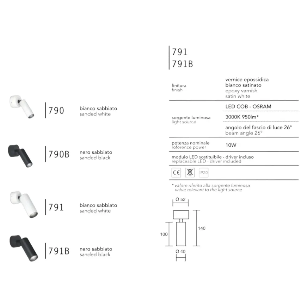 Applique Da Parete-IsyLuce Applique led orientabile nero 10w 3000k focus slim